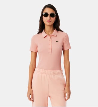 Polo L.12.D slim fit coton côtelé - Lacoste - Rose miami