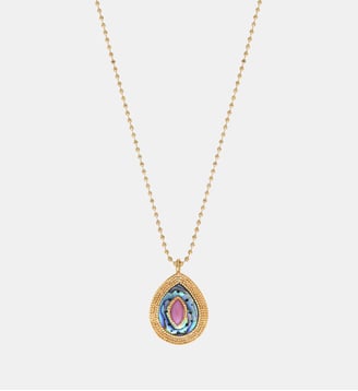 Collier pendentif chaînes   - Mindoro - Satellite - Bleu irisé