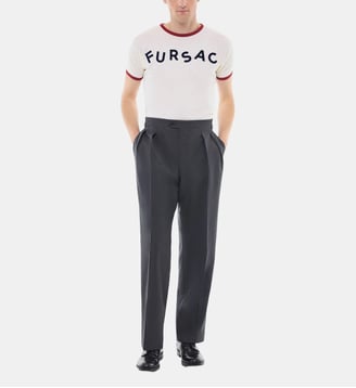 Pantalon double pinces en toile de laine - Fursac - Acier