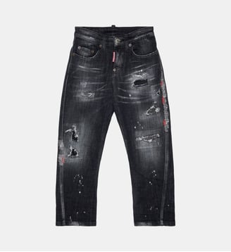 Jean regular noir effet usé - Dsquared2 - Denim noir