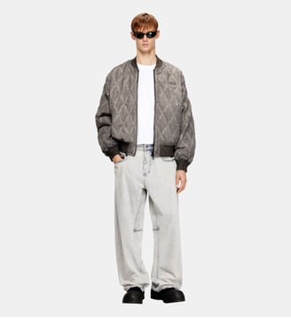 Blouson bomber matelassé à motif losanges rembourré - Diesel - Gris