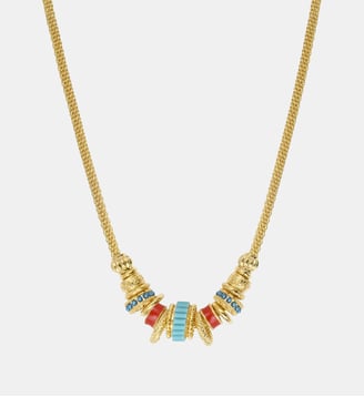 Collier   doré à l'or fin - Alicudi - Satellite - Turquoise et corail