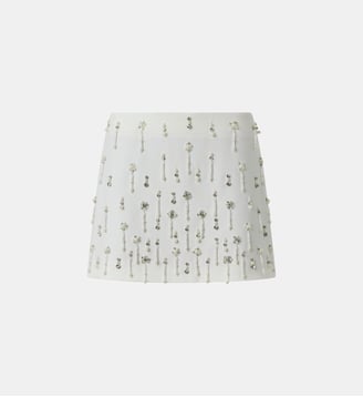 Mini jupe avec cristaux et perles - Pinko - Blanc brillant