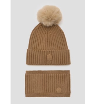 Ensemble bonnet + tour de cou enfant Pomme - Jott - Beige fumé