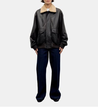 Blouson aviateur en cuir et col en fourrure - PIPPA - Gerard Darel - Marron