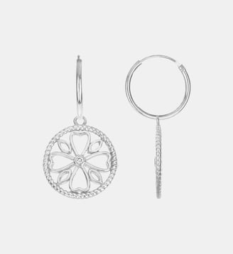 Créoles Le Trèfle en Argent avec diamant blanc - La Garçonne Diamant - Argent