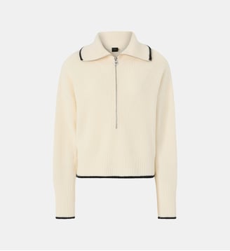 Pull zippé en laine et cachemire - Pinko - Blanc meringue