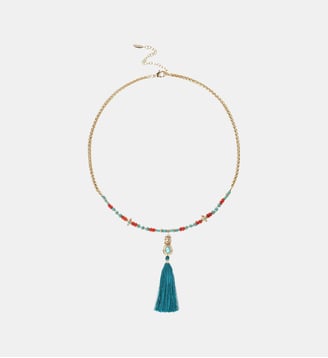Collier de perles avec pompon CALIKO - Hipanema - Bleu turquoise