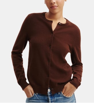 Cardigan droit en cachemire 2 fils - Bompard - Café