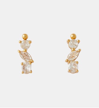 Puces d'oreilles navettes de zircon - argent garanti 925 - Balaboosté - Doré