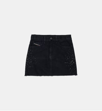 Jupe courte avec applications décoratives - Diesel Kids - Denim noir