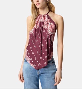 Top de plage à imprimé bandana avec liens à nouer - Pinko - Multicolore