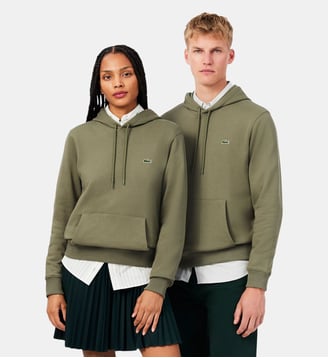 Sweatshirt à capuche molleton imprimé - Lacoste - Vert kaki