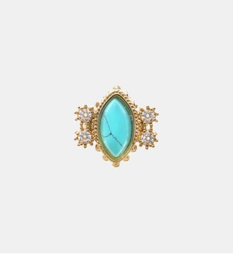 Bague réglable avec cabochon central FIONA - Hipanema - Bleu turquoise