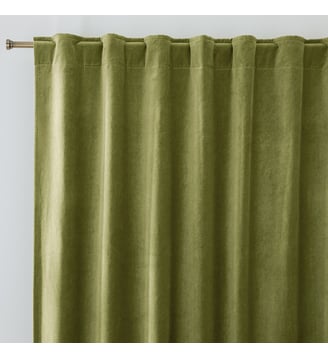 Rideau occultant, en velours, finition pattes cachées - La Redoute Interieurs - Vert mousse
