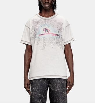 T-shirt régulière avec imprimé et clous - Diesel - Gris