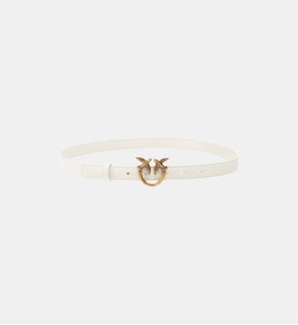 Fine ceinture love birds en cuir 2cm - Pinko - Blanc