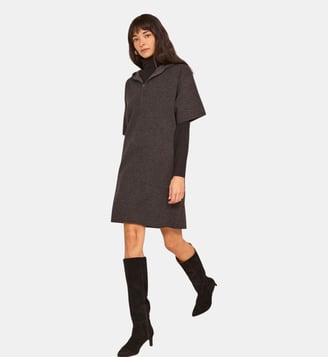 Robe Anthracite En Laine Mélangée Pensee - Maison 123 - Anthracite