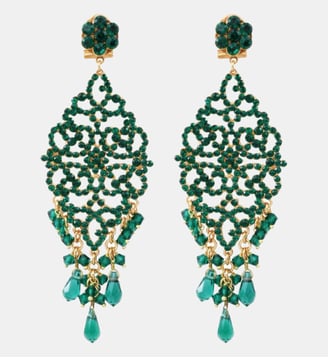 Boucles d'oreilles longues tiges percées   - Chiara - Satellite - Vert