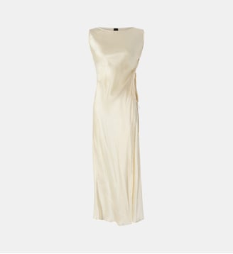 Robe en satin avec lien sur le côté - Pinko - Beige angora