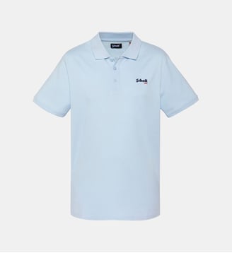 Polo azur en coton piqué - Schott - Bleu ciel