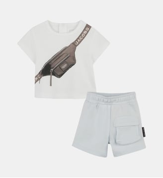 T-shirt et short en coton - Marc Jacobs Kids - Bleu glacier