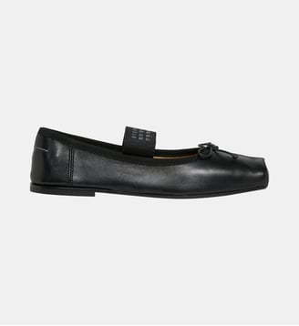 Ballerines classiques en cuir avec Numeric logo - MM6 Maison Margiela - Noir