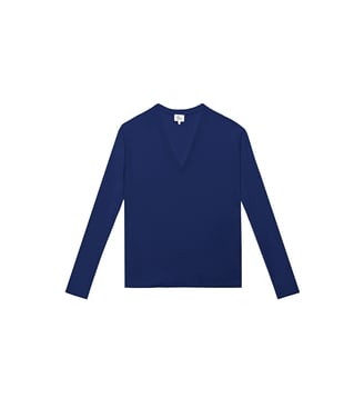 T-shirt manches longues col v uni TARCEL - La Petite Etoile - Marine