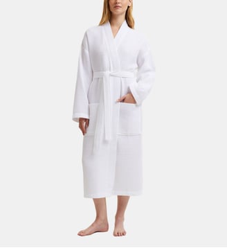 Peignoir de bain  en coton nid d'abeille - Yves Delorme - Blanc