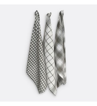 Lot de 3 torchons coton, Jenjla - So'Home - Gris