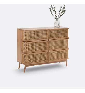 Commode 6 tiroirs en cannage Laora - La Redoute Interieurs - Naturel