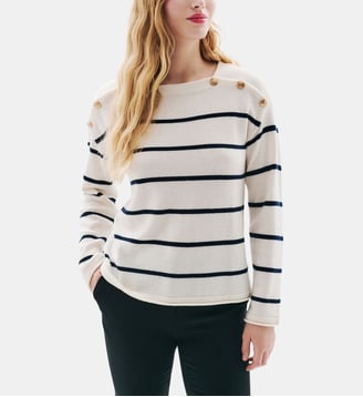 Pull mloic - Motif rayures - Coupe ajustée - Caroll - Écru