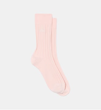 Chaussettes coton côtelé - Lacoste - Rose
