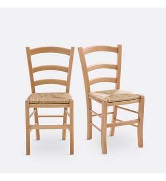 Lot de 2 chaises paysannes, en hêtre massif - So'Home - Rouge et rose