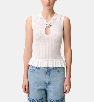 Top maille volant - Claudie Pierlot - Écru