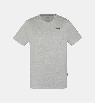 T-shirt col V - Schott - Gris chiné