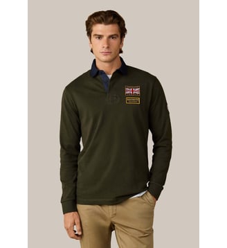 Polo De Rugby Coupe Regular Avec Badges Rallye - Hackett London - Hunter green