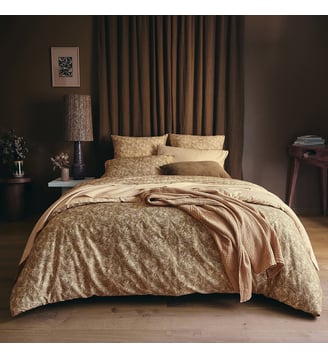 Parure de lit imprimée en satin de coton, taies rectangles, BRUYERE - Essix - Vert moyen