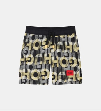 Short de bain déperlant - Hugo Kids - Noir et jaune