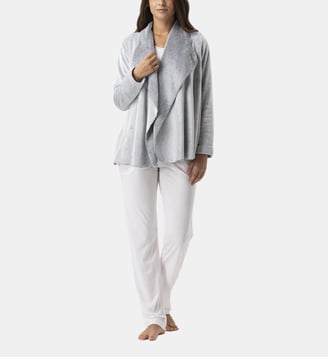 Veste courte en peluche flanelle ESSENTIEL H73B - Lingerie Le Chat - Gris