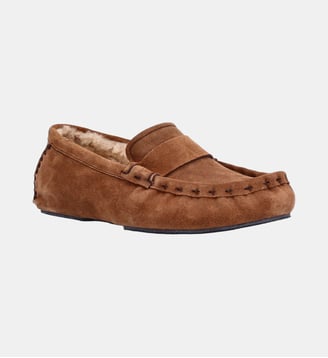Pantoufle confie cuir - cuir velours - Fairmount - Marron clair