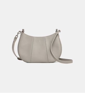 Petit sac demi-lune Juliette en cuir grainé - Le Tanneur - Gris clair