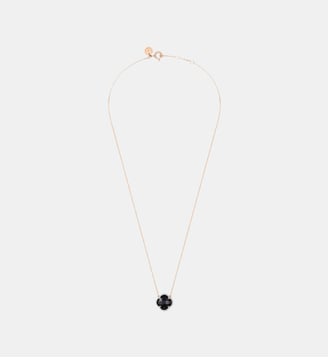 Collier, onyx, diamants, or rose - Morganne Bello - Or rose