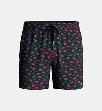 Short de bain motif poissons à suspensoir - Impetus - Bleu foncé