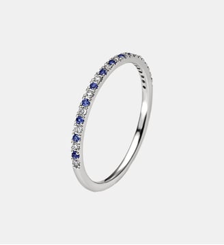 Bague en or blanc 9 carats avec saphirs et diamants - Aristocrazy - Argenté