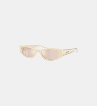 Lunettes de soleil Rectangulaire PR D22S - Prada - Blanc laiteux
