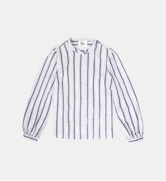 BLOUSE imprimé ethnique BLOYA - La Petite Etoile - Écru et bleu