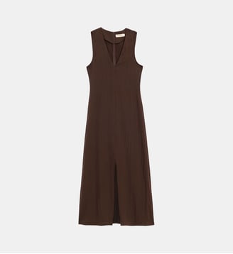 Robe  midi droite uni ROSANNA - La Petite Etoile - Marron