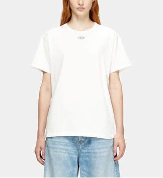 T-shirt en coton avec Oval D métallique - Diesel - Blanc