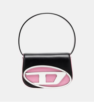 1DR - Sac iconique à bandoulière en cuir nappa - Diesel - Noir et rose